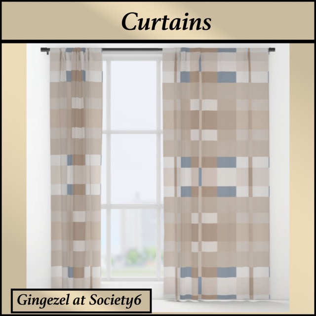 Beige color block curtains by Gingezel at Society 6