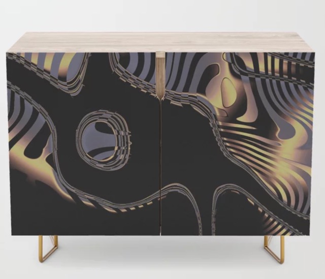 Black Fractal credenza by Gingezel at Society 6