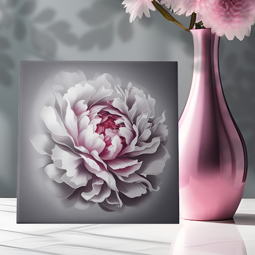 Pink Peony ink sketch tile gingezel zazzle web