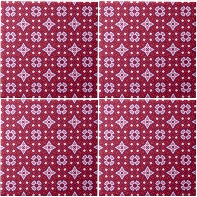 This simulates our cheerful berry geometric on a wall, perhaps the backsplash in a country style kitchen. Available at Zazzle