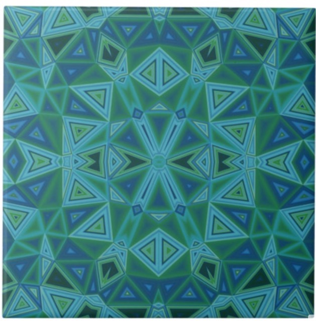 Blue Green Triangles tile Gingezel at Zazzle