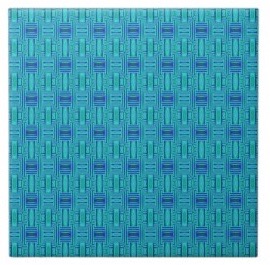 Lagoon blue geometic tile by Gingezel at Zazzle
